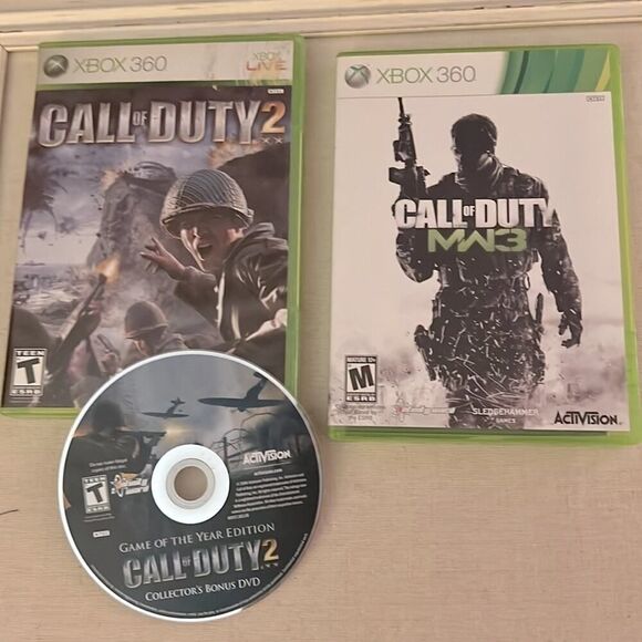 XBOX 360 Call of Duty 2 bonus disc),Modern Warfare 3, Ghosts w cases & manual - Picture 1 of 6